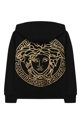 Детский хлопковая толстовка с капюшоном VERSACE черного цвета по цене 16550 руб., арт. YD000097/YA00078/6A | Фото 2 Детский хлопковая толстовка с капюшоном VERSACE черного цвета, арт. YD000097/YA00078/6A | Фото 2