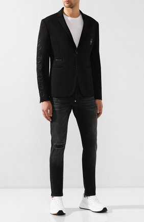 Мужской пиджак из вискозы PHILIPP PLEIN черного цвета по цене 121500 руб., арт. MRF0984 | Фото 2 Мужской пиджак из вискозы PHILIPP PLEIN черного цвета, арт. MRF0984 | Фото 2