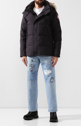 Мужская пуховик wyndham с меховой отделкой CANADA GOOSE темно-синего цвета по цене 99500 руб., арт. 3808M | Фото 2 Мужская пуховик wyndham с меховой отделкой CANADA GOOSE темно-синего цвета, арт. 3808M | Фото 2