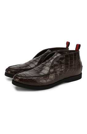 Мужские ботинки из кожи крокодила KITON темно-коричневого цвета по цене 319000 руб., арт. USSFLYN00102/CNIL | Фото 1 Мужские ботинки из кожи крокодила KITON темно-коричневого цвета, арт. USSFLYN00102/CNIL | Фото 1