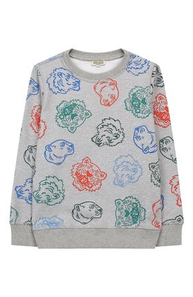 Детский хлопковый свитшот KENZO серого цвета по цене 8650 руб., арт. KP15628 | Фото 1 Детский хлопковый свитшот KENZO серого цвета, арт. KP15628 | Фото 1