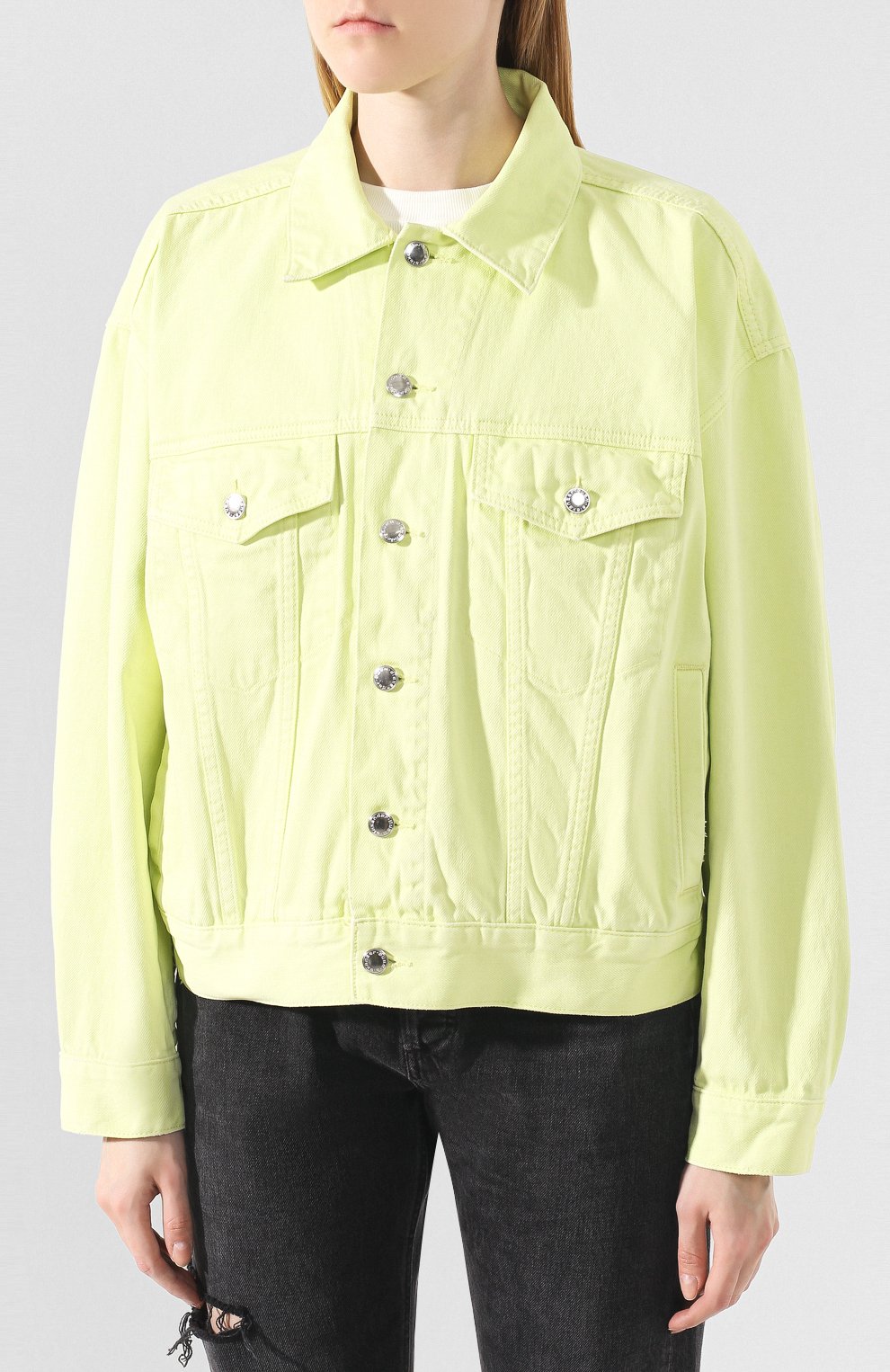 Женская джинсовая куртка DENIM X ALEXANDER WANG желтого цвета, арт. 4DC2192530 | Фото 3 (Кросс-КТ: Куртка, Деним; Рукава от горловины: Длинные; Рукава: Длинные; Материал внешний: Хлопок, Деним; Длина (верхняя одежда): Короткие; Статус проверки: Проверена категория)