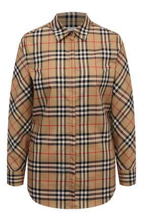 Женская хлопковая рубашка BURBERRY бежевого цвета по цене 33800 руб., арт. 8018475 | Фото 1 Женская хлопковая рубашка BURBERRY бежевого цвета, арт. 8018475 | Фото 1