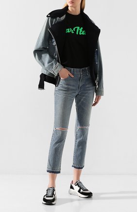 Женская хлопковая футболка SACAI черного цвета по цене 15400 руб., арт. 19-0006S | Фото 2 Женская хлопковая футболка SACAI черного цвета, арт. 19-0006S | Фото 2