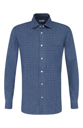 Мужская хлопковая сорочка KITON синего цвета по цене 88700 руб., арт. UMCNERCH0712001 | Фото 1 Мужская хлопковая сорочка KITON синего цвета, арт. UMCNERCH0712001 | Фото 1