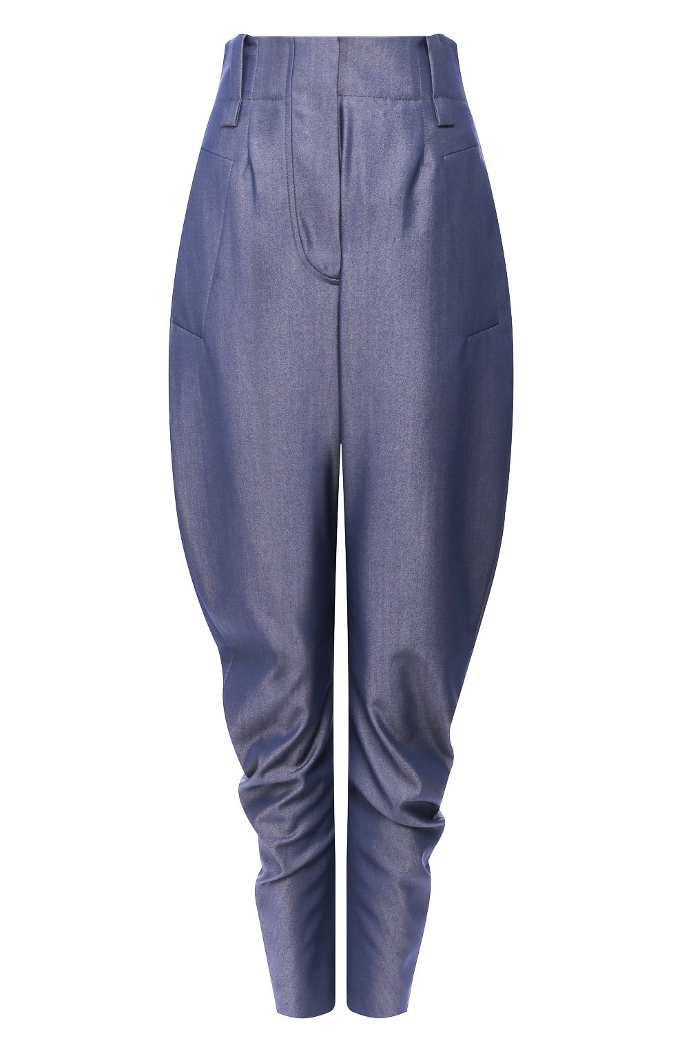 Женские брюки GIORGIO ARMANI синего цвета, арт. 9WHPP099/T0151 | Фото 1 (Материал внешний: Шерсть; Длина (брюки, джинсы): Стандартные; Женское Кросс-КТ: Брюки-одежда; Статус проверки: Проверена категория)