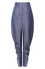 Женские брюки GIORGIO ARMANI синего цвета, арт. 9WHPP099/T0151 | Фото 1 (Материал внешний: Шерсть; Длина (брюки, джинсы): Стандартные; Женское Кросс-КТ: Брюки-одежда; Статус проверки: Проверена категория)