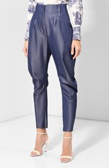 Женские брюки GIORGIO ARMANI синего цвета, арт. 9WHPP099/T0151 | Фото 3 (Материал внешний: Шерсть; Длина (брюки, джинсы): Стандартные; Женское Кросс-КТ: Брюки-одежда; Статус проверки: Проверена категория)