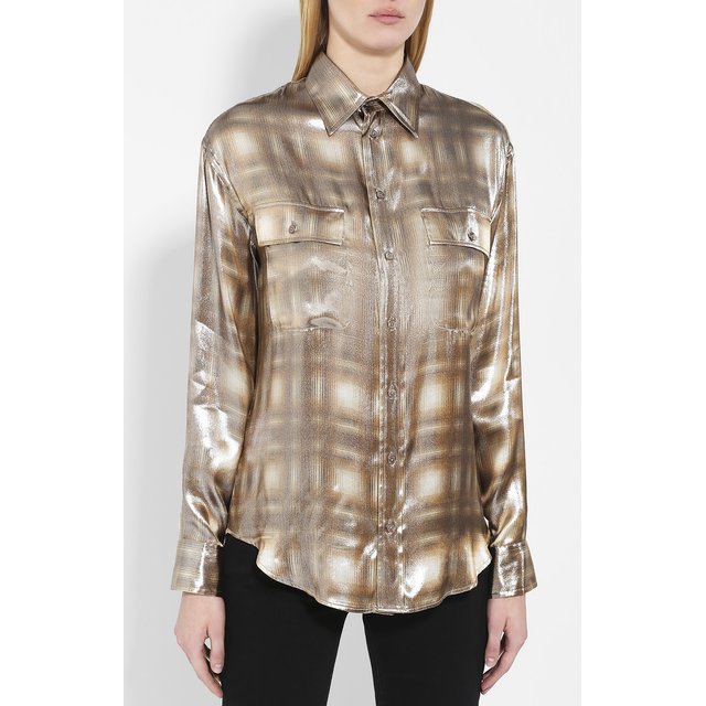 Рубашка из смеси вискозы и шелка Ralph Lauren 10531289