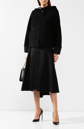 Женская куртка с капюшоном GIORGIO ARMANI черного цвета, арт. 6GAB75/AJFLZ | Фото 2 (Длина (верхняя одежда): Короткие; Рукава: Длинные; Кросс-КТ: Куртка; Статус проверки: Проверена категория; Женское Кросс-КТ: Пуховик-куртка; Материал внешний: Вискоза)