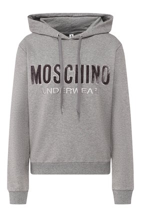 Женская хлопковое худи MOSCHINO UNDERWEAR WOMAN серого цвета по цене 23250 руб., арт. A1710/9001 | Фото 1 Женская хлопковое худи MOSCHINO UNDERWEAR WOMAN серого цвета, арт. A1710/9001 | Фото 1