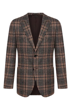 Мужской шерстяной пиджак ZEGNA COUTURE коричневого цвета по цене 360500 руб., арт. 658N06/12RTN0 | Фото 1 Мужской шерстяной пиджак ZEGNA COUTURE коричневого цвета, арт. 658N06/12RTN0 | Фото 1 (Материал внешний: Шерсть; Статус проверки: Проверена категория, Проверено; Длина (для топов): Стандартные; Рукава: Длинные; Материал подклада: Хлопок; 1-2-бортные: Однобортные; Пиджаки М: Приталенный; Стили: Ретро, Классический; Случай: Коктейльный)