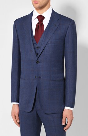 Мужской шерстяной костюм-тройка KITON синего цвета по цене 779000 руб., арт. UAGL81K01X39 | Фото 2 Мужской шерстяной костюм-тройка KITON синего цвета, арт. UAGL81K01X39 | Фото 2