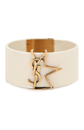 Женский кожаный браслет SAINT LAURENT белого цвета по цене 48150 руб., арт. 586801/BL40W | Фото 1 Женский кожаный браслет SAINT LAURENT белого цвета, арт. 586801/BL40W | Фото 1
