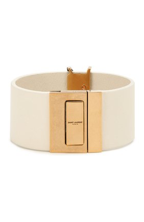 Женский кожаный браслет SAINT LAURENT белого цвета по цене 48150 руб., арт. 586801/BL40W | Фото 2 Женский кожаный браслет SAINT LAURENT белого цвета, арт. 586801/BL40W | Фото 2