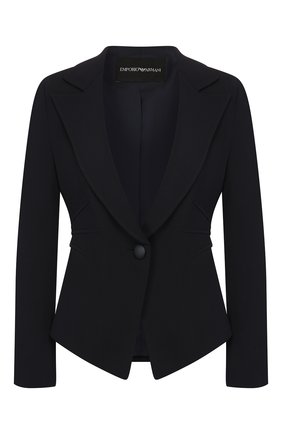 Женский жакет из смеси вискозы и шерсти EMPORIO ARMANI темно-синего цвета по цене 49950 руб., арт. 4NG23T/42009 | Фото 1 Женский жакет из смеси вискозы и шерсти EMPORIO ARMANI темно-синего цвета, арт. 4NG23T/42009 | Фото 1