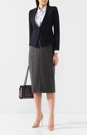 Женский жакет из смеси вискозы и шерсти EMPORIO ARMANI темно-синего цвета по цене 49950 руб., арт. 4NG23T/42009 | Фото 2 Женский жакет из смеси вискозы и шерсти EMPORIO ARMANI темно-синего цвета, арт. 4NG23T/42009 | Фото 2