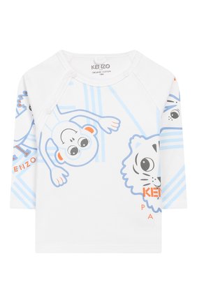 Детский хлопковый лонгслив KENZO белого цвета по цене 5000 руб., арт. KP10503 | Фото 1 Детский хлопковый лонгслив KENZO белого цвета, арт. KP10503 | Фото 1