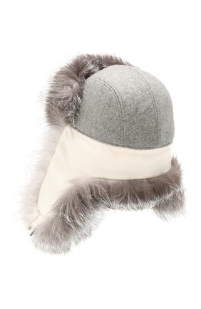 Женский шапка-ушанка alaskan с мехом лисицы LORO PIANA серого цвета по цене 223500 руб., арт. FAI8740 | Фото 2 Женский шапка-ушанка alaskan с мехом лисицы LORO PIANA серого цвета, арт. FAI8740 | Фото 2