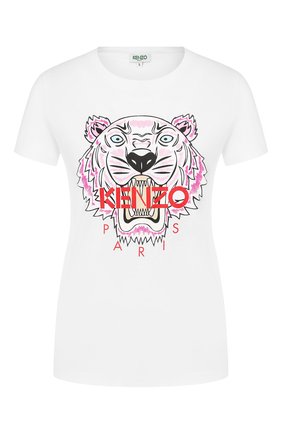 Женская хлопковая футболка KENZO белого цвета по цене 8995 руб., арт. F962TS7214YB | Фото 1 Женская хлопковая футболка KENZO белого цвета, арт. F962TS7214YB | Фото 1
