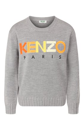 Женская шерстяной пуловер KENZO серого цвета по цене 23200 руб., арт. F962T0618808 | Фото 1 Женская шерстяной пуловер KENZO серого цвета, арт. F962T0618808 | Фото 1