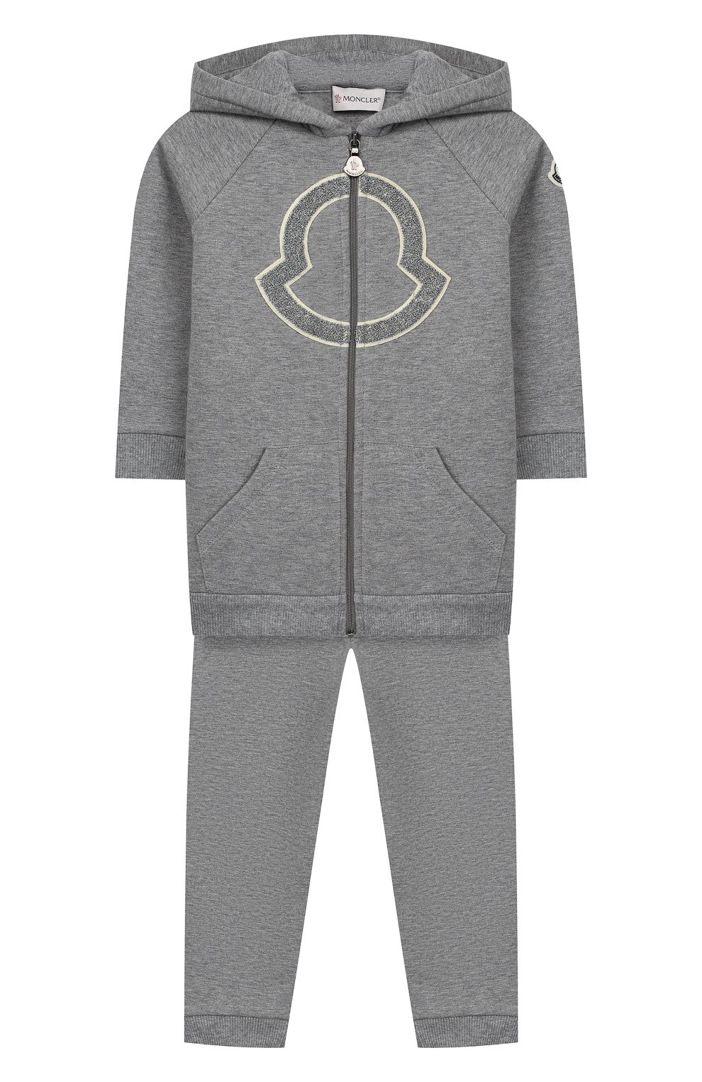 Детский комплект из толстовки и брюк MONCLER серого цвета, арт. E2-951-88607-50-80996 | Фото 1