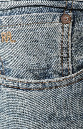 Мужские джинсы RRL голубого цвета, арт. 782504838 | Фото 5 (Силуэт М (брюки): Прямые; Кросс-КТ: Деним; Длина (брюки, джинсы): Стандартные; Материал внешний: Хлопок; Детали: Потертости; Статус проверки: Проверена категория)