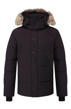 Мужская пуховая парка wyndham с меховой отделкой CANADA GOOSE темно-синего цвета по цене 77100 руб., арт. 3808MB | Фото 1 Мужская пуховая парка wyndham с меховой отделкой CANADA GOOSE темно-синего цвета, арт. 3808MB | Фото 1