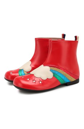Детские кожаные ботинки GUCCI красного цвета, арт. 579678/D73K0 | Фото 1 (Материал внутренний: Натуральная кожа; Материал внешний: Кожа; Статус проверки: Проверена категория)
