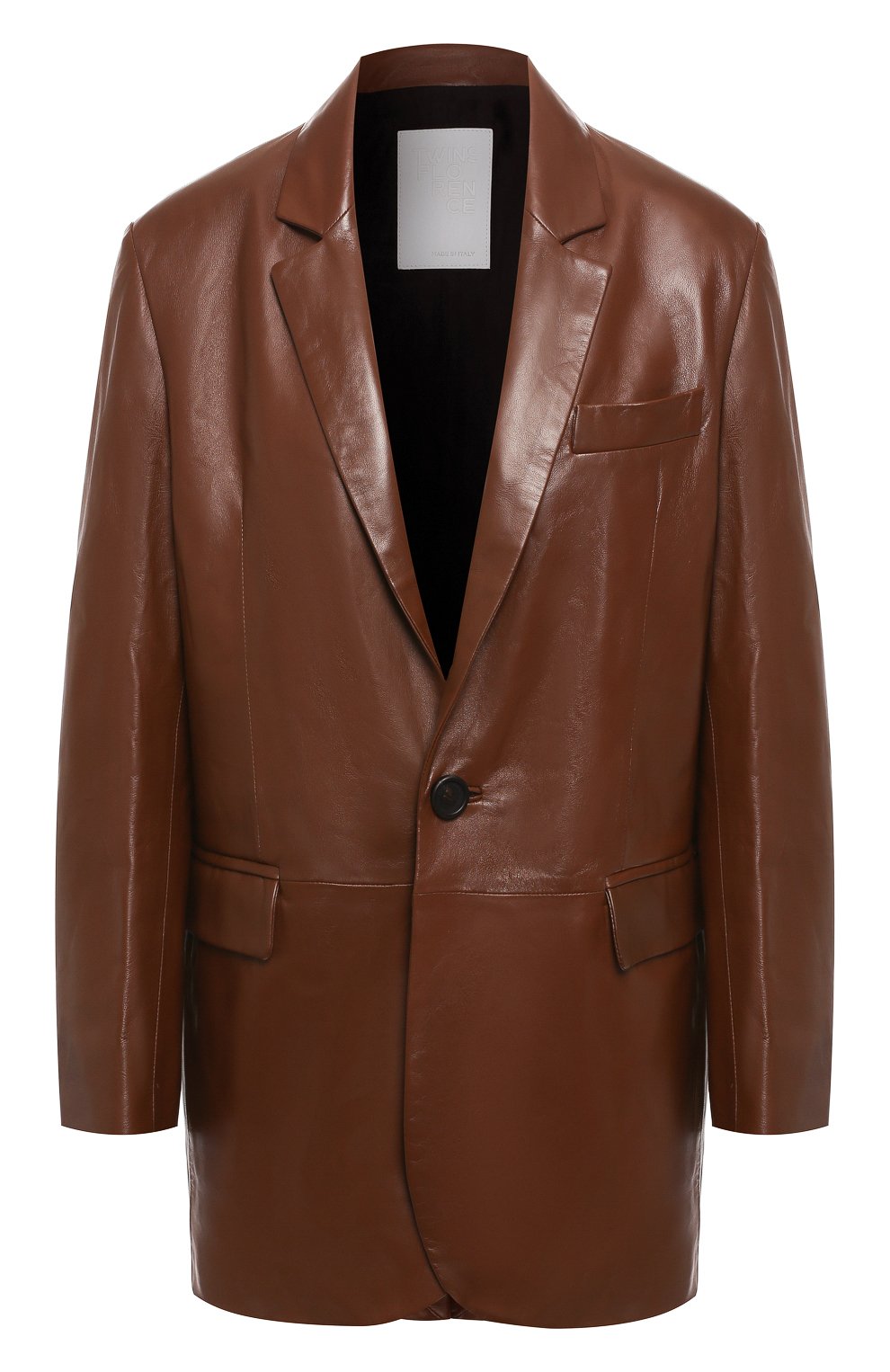 Кожаный коричневый пиджак Zara