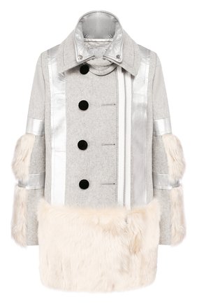 Женское шерстяное пальто SACAI светло-серого цвета по цене 154000 руб., арт. 19-04654 | Фото 1 Женское шерстяное пальто SACAI светло-серого цвета, арт. 19-04654 | Фото 1