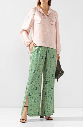 Женские шелковые брюки LANVIN зеленого цвета по цене 93050 руб., арт. RW-TR505I-4231-H19 | Фото 2 Женские шелковые брюки LANVIN зеленого цвета, арт. RW-TR505I-4231-H19 | Фото 2