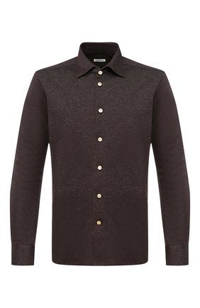 Мужская хлопковая рубашка KITON коричневого цвета по цене 44350 руб., арт. UMCNERH0715311 | Фото 1 Мужская хлопковая рубашка KITON коричневого цвета, арт. UMCNERH0715311 | Фото 1
