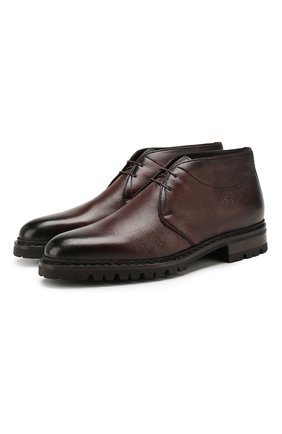 Мужские кожаные ботинки SANTONI темно-коричневого цвета, арт. MLSH17073CL1YLE1S55 | Фото 1 (Мужское Кросс-КТ: Дезерты-обувь, Ботинки-обувь, зимние ботинки; Материал утеплителя: Овчина, Натуральный мех; Подошва: Плоская; Статус проверки: Проверено, Проверена категория; Материал внешний: Кожа; Длина стельки: 27,6, 24,2, 25,1, 25,5, 25,9, 26,4, 26,8, 27,2, 28)