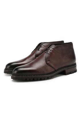 Мужские кожаные ботинки SANTONI темно-коричневого цвета по цене 193000 руб., арт. MLSH17073CL1YLE1S55 | Фото 1 Мужские кожаные ботинки SANTONI темно-коричневого цвета, арт. MLSH17073CL1YLE1S55 | Фото 1 (Мужское Кросс-КТ: Дезерты-обувь, Ботинки-обувь, зимние ботинки; Материал утеплителя: Овчина, Натуральный мех; Подошва: Плоская; Статус проверки: Проверено, Проверена категория; Материал внешний: Кожа; Длина стельки: 27,6, 24,2, 25,1, 25,5, 25,9, 26,4, 26,8, 27,2, 28)