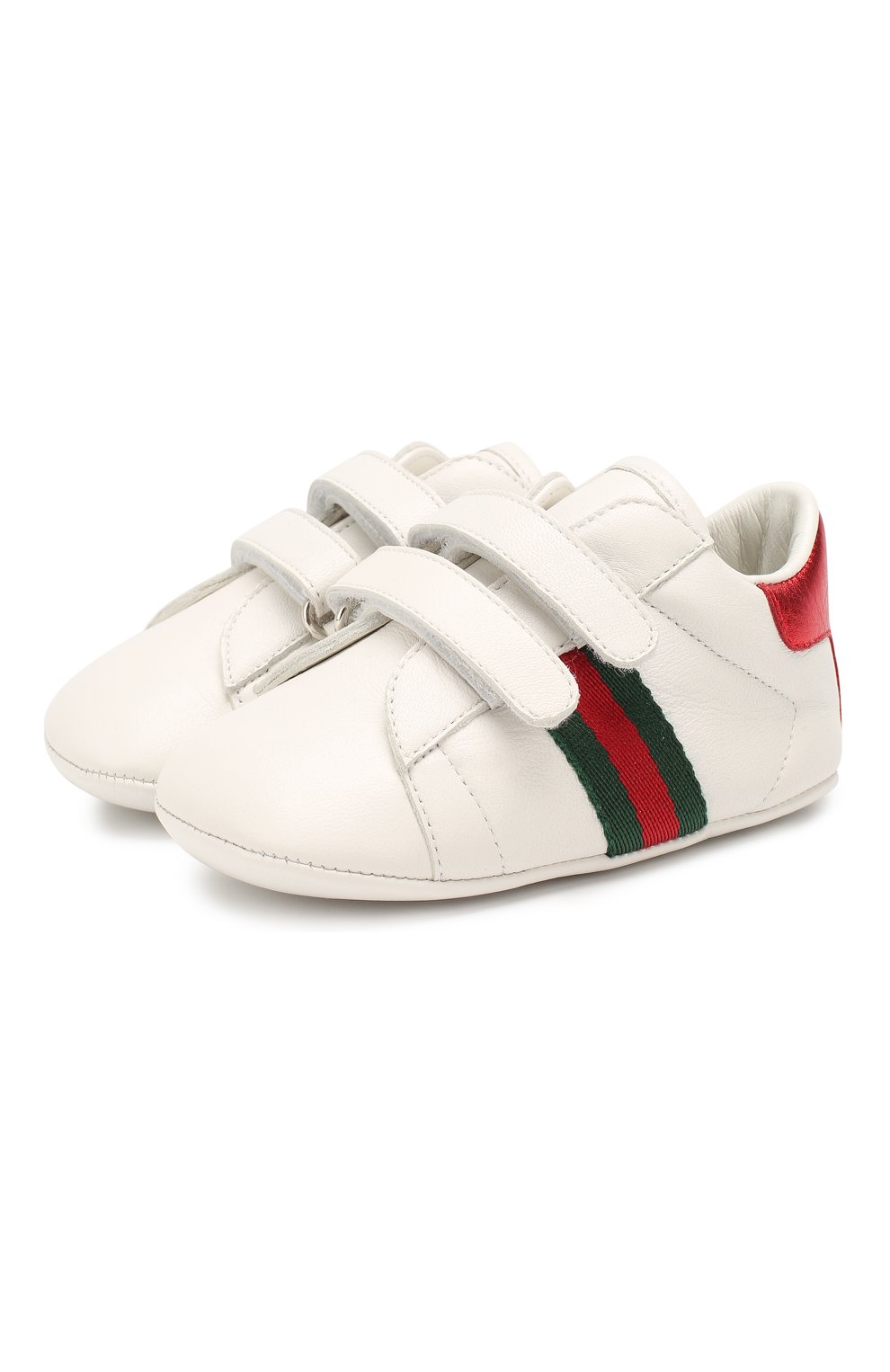 Детского кожаные кроссовки GUCCI белого цвета, арт. 500852/BKPT0 | Фото 1 (Материал внешний: Кожа; Материал внутренний: Натуральная кожа; Статус проверки: Проверено, Проверена категория; Кросс-КТ НВ: Пинетки-аксессуары)