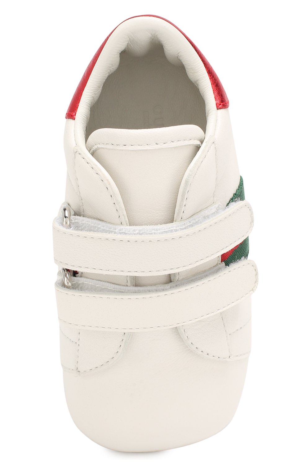 Детского кожаные кроссовки GUCCI белого цвета по цене 17400 руб., арт. 500852/BKPT0 | Фото 4 Детского кожаные кроссовки GUCCI белого цвета, арт. 500852/BKPT0 | Фото 4 (Материал внешний: Кожа; Материал внутренний: Натуральная кожа; Статус проверки: Проверено, Проверена категория; Кросс-КТ НВ: Пинетки-аксессуары)