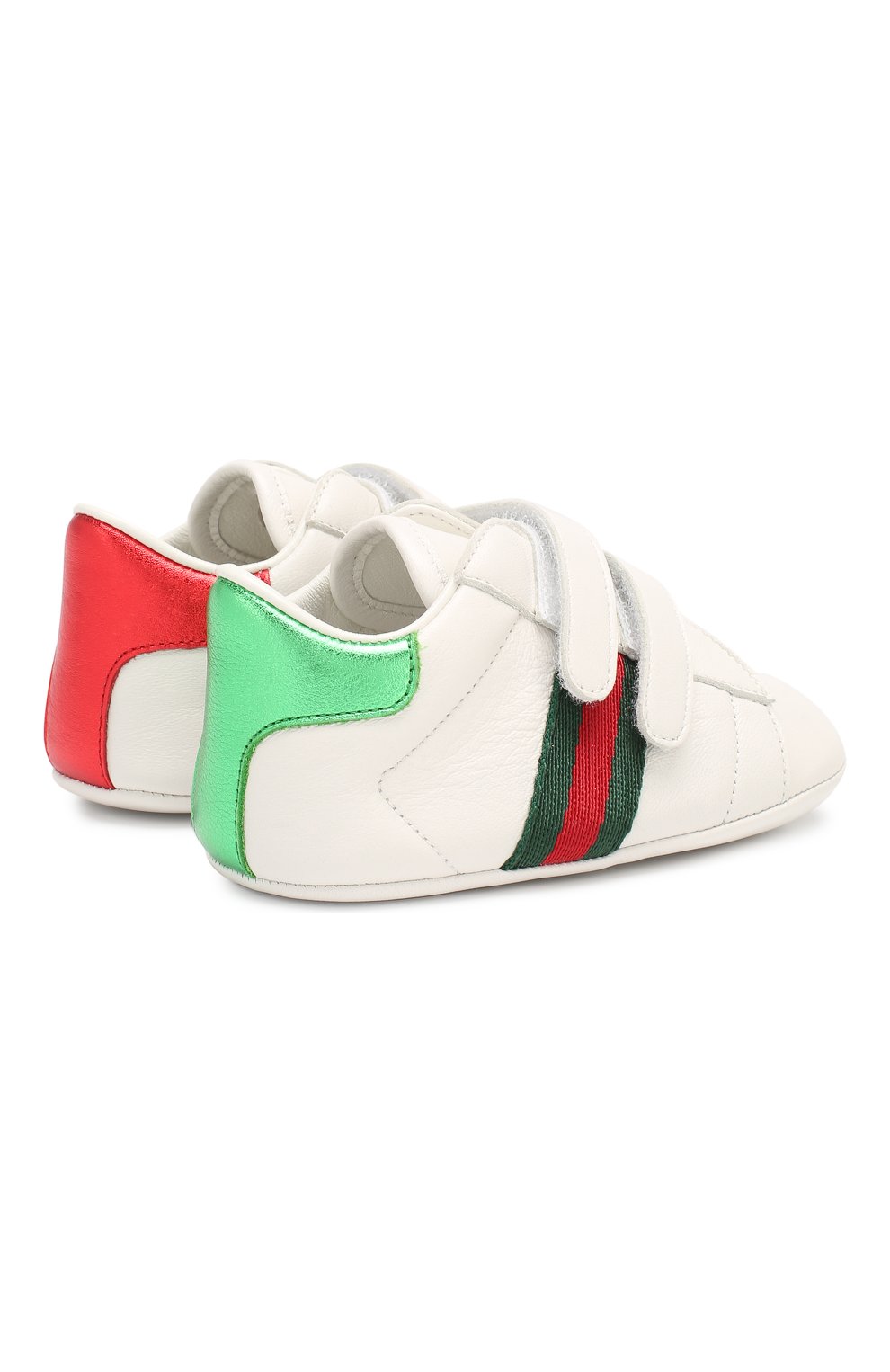 Детского кожаные кроссовки GUCCI белого цвета по цене 17400 руб., арт. 500852/BKPT0 | Фото 5 Детского кожаные кроссовки GUCCI белого цвета, арт. 500852/BKPT0 | Фото 5 (Материал внешний: Кожа; Материал внутренний: Натуральная кожа; Статус проверки: Проверено, Проверена категория; Кросс-КТ НВ: Пинетки-аксессуары)