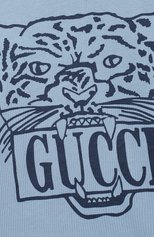 Детская хлопковая футболка GUCCI голубого цвета, арт. 587687/XJBDA | Фото 3 (Рукава: Длинные, Короткие; Материал внешний: Хлопок; Мальчики Кросс-КТ: Футболка-одежда; Статус проверки: Проверена категория)
