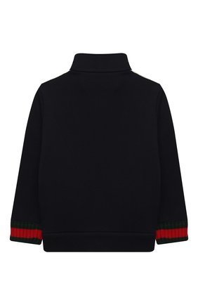 Детский хлопковый кардиган GUCCI синего цвета по цене 24600 руб., арт. 497307/X9L52 | Фото 2 Детский хлопковый кардиган GUCCI синего цвета, арт. 497307/X9L52 | Фото 2