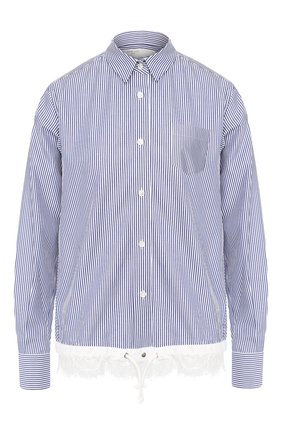 Женская рубашка в полоску SACAI голубого цвета по цене 36250 руб., арт. SCW-008 | Фото 1 Женская рубашка в полоску SACAI голубого цвета, арт. SCW-008 | Фото 1