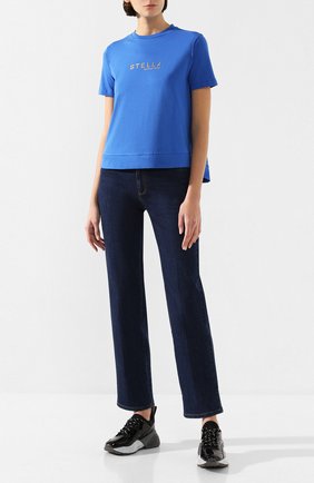 Женская хлопковая футболка STELLA MCCARTNEY синего цвета по цене 21300 руб., арт. 593857/SNW19 | Фото 2 Женская хлопковая футболка STELLA MCCARTNEY синего цвета, арт. 593857/SNW19 | Фото 2