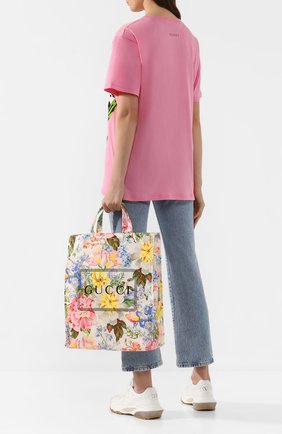 Женская сумка-тоут cabas GUCCI белого цвета по цене 47500 руб., арт. 575140/GZ2A0 | Фото 2 Женская сумка-тоут cabas GUCCI белого цвета, арт. 575140/GZ2A0 | Фото 2