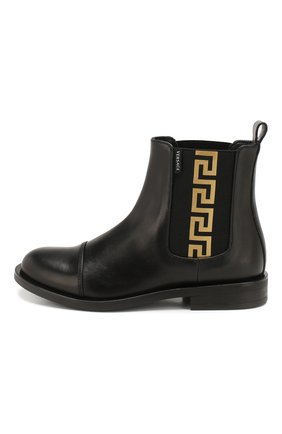 Детские кожаные ботинки VERSACE черного цвета по цене 19950 руб., арт. YHM00010/YB00060/34-40 | Фото 2 Детские кожаные ботинки VERSACE черного цвета, арт. YHM00010/YB00060/34-40 | Фото 2