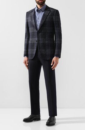 Мужская хлопковая сорочка GIORGIO ARMANI голубого цвета по цене 66950 руб., арт. 8WGCCZ97/TZ419 | Фото 2 Мужская хлопковая сорочка GIORGIO ARMANI голубого цвета, арт. 8WGCCZ97/TZ419 | Фото 2 (Рукава: Длинные; Материал внешний: Хлопок; Длина (для топов): Стандартные; Статус проверки: Проверено, Проверена категория; Случай: Формальный; Воротник: Кент; Принт: С принтом; Манжеты: На пуговицах)