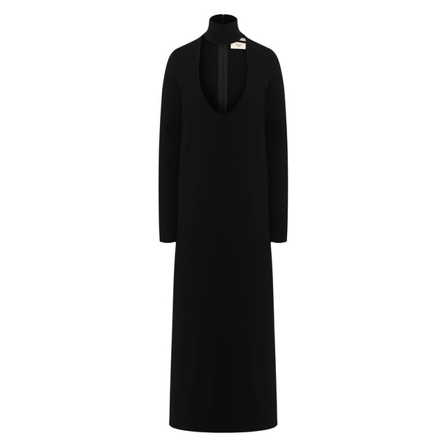 Шерстяное платье Bottega Veneta черного цвета