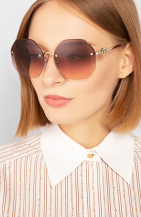 Женские солнцезащитные очки BVLGARI коричневого цвета по цене 29400 руб., арт. 6122B-278/14 | Фото 2 Женские солнцезащитные очки BVLGARI коричневого цвета, арт. 6122B-278/14 | Фото 2 (Тип очков: С/з; Статус проверки: Проверено, Проверена категория; Оптика Гендер: оптика-женское; Очки форма: Круглые)