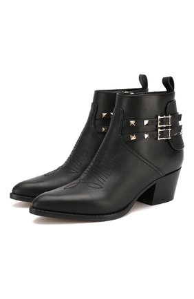 Женские кожаные ботинки valentino garavani rockstud VALENTINO черного цвета по цене 87200 руб., арт. SW0S0S04/VXS | Фото 1 Женские кожаные ботинки valentino garavani rockstud VALENTINO черного цвета, арт. SW0S0S04/VXS | Фото 1