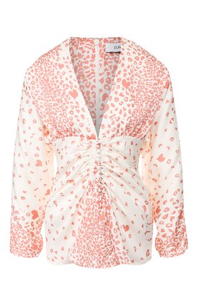 Женская блузка с принтом RACIL коричневого цвета по цене 33850 руб., арт. RS9-T9-S-AMANDA | Фото 1 Женская блузка с принтом RACIL коричневого цвета, арт. RS9-T9-S-AMANDA | Фото 1