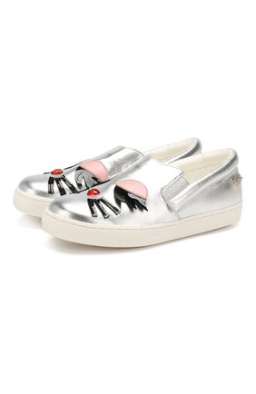 Детские кожаные слипоны KARL LAGERFELD KIDS серебряного цвета по цене 12440 руб., арт. Z19032 | Фото 1 Детские кожаные слипоны KARL LAGERFELD KIDS серебряного цвета, арт. Z19032 | Фото 1